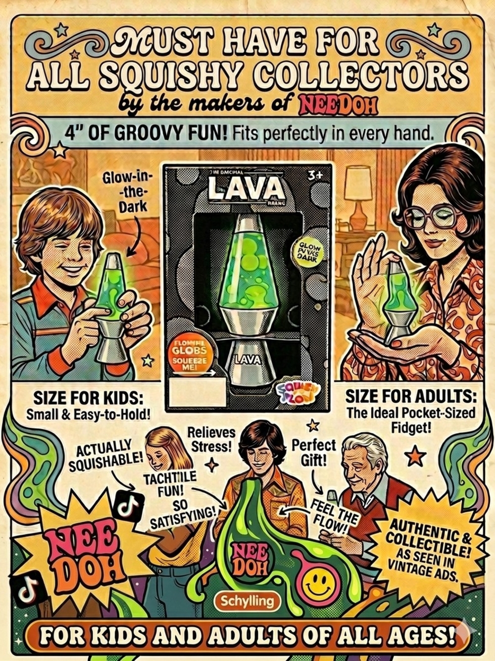 LAVA Glow-in-the-Dark Mini Lava Lamp -by Makers Of NEEDOH